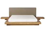 Bett mit LED Bouclé ZEN 160 x 200 cm Naturfarbene Esche_1079877