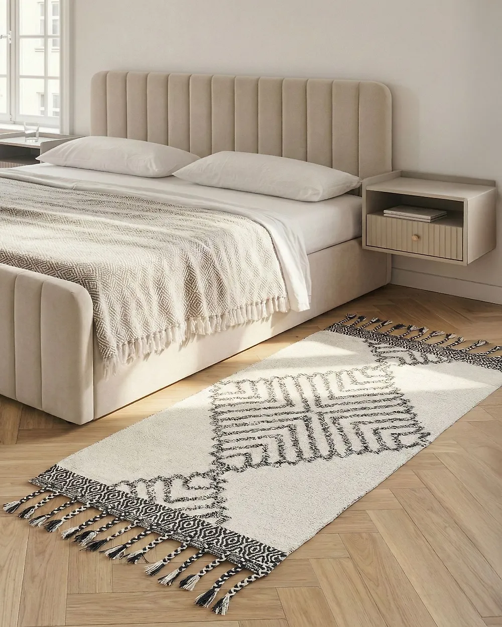 Teppich ERAY Hellbeige 80 x 150 cm Baumwolle_1177443
