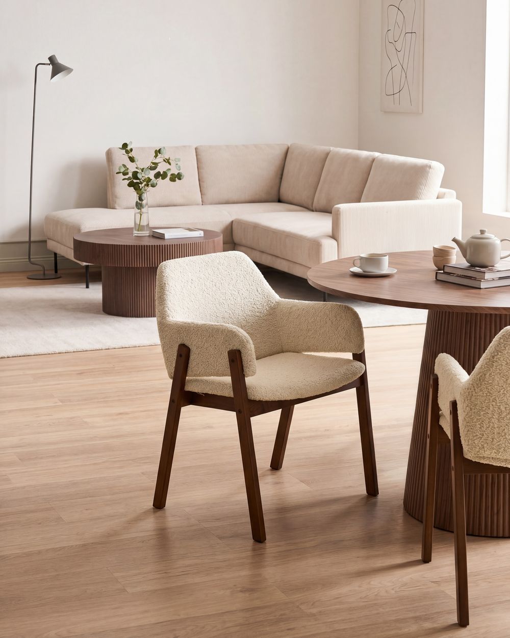 Set van 2 eetkamerstoelen ALBION Bouclé Lichtbeige