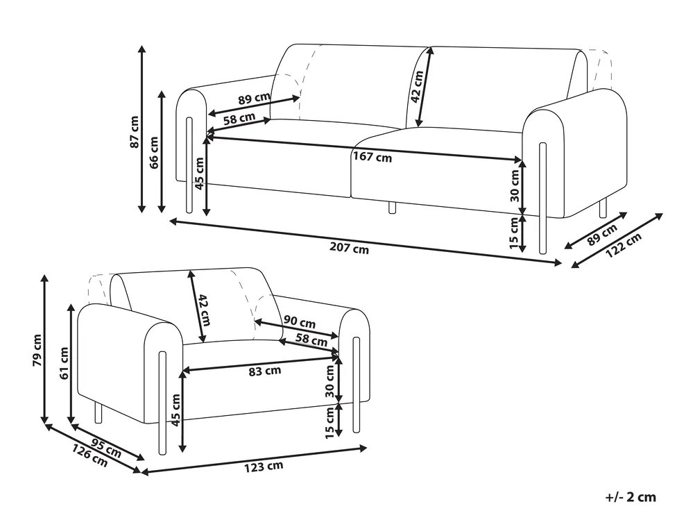 Sofa Set 4-Sitzer ASKIM Bouclé Weiß_918554