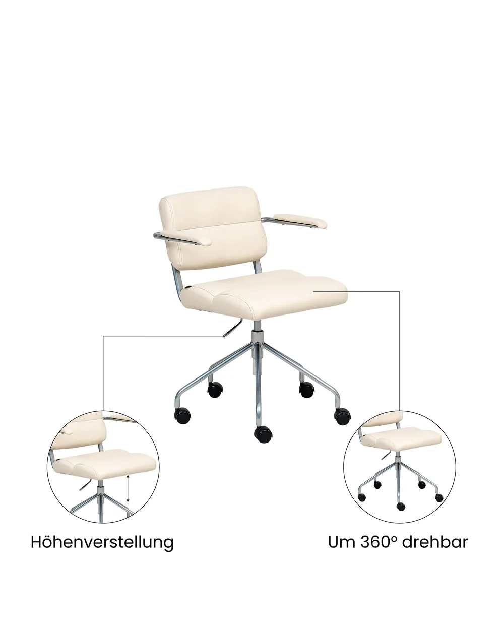 Schreibtischstuhl CANDOR Kunstleder Cremeweiß_1071316