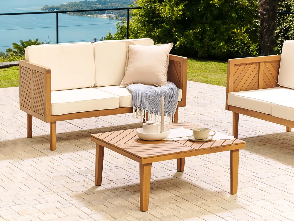 Outdoor Couchtisch BARATTI 70 cm 70 cm Akazienholz Braun