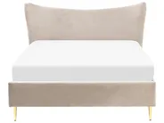 Bett mit Lattenrost Samtstoff CHALEIX 140 x 200 cm Taupe_844561