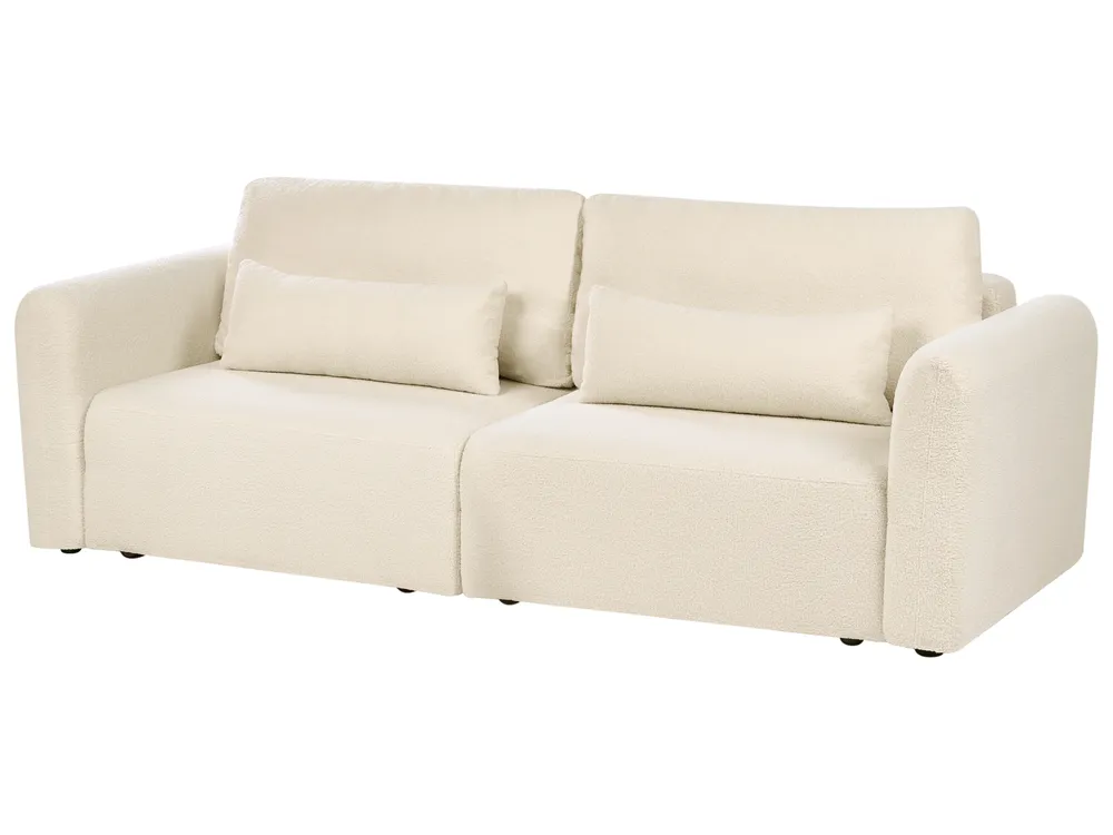 Schlafsofa 3-Sitzer VAXHOLM mit Stauraum Bouclé Cremeweiß_1026782