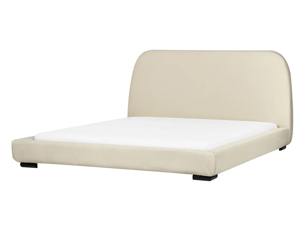 Bett mit Lattenrost Stoff ROISEL 160 x 200 cm Hellbeige