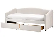 Daybed with Storage VITTEL Fabric Light Beige 90 x 200 cm (EU Single)_876412