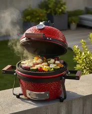 Mini-Holzkohlegrill KAMADO Keramik Rot_1007512
