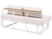 Garden Lounge Set with Table and Ottoman 3 Seater CAMEROTA  Metal White_1159151