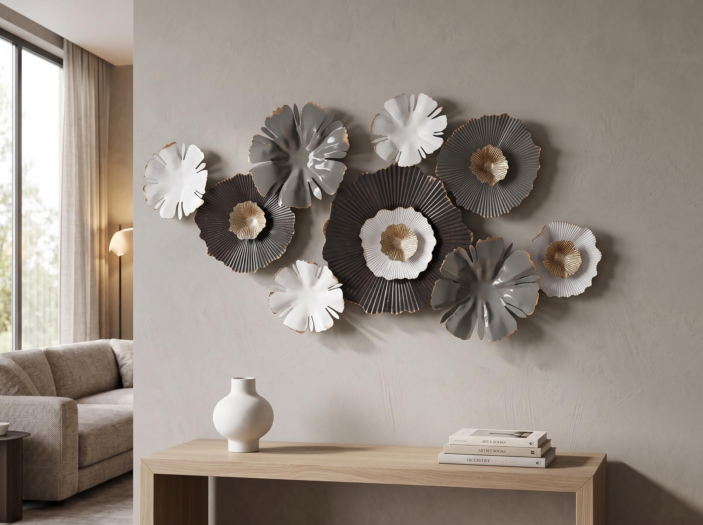 Wall Decor Flower POTASSIUM 49 cm Metal Grey