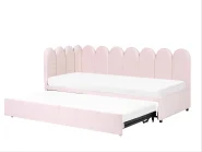 Ausziehbett Samtstoff TERROU 90 x 200 cm Pastellrosa_1087321
