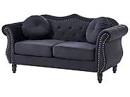 Sofa 2 Seater SKIEN Velvet Black_1171188