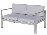 Gartenbank mit Auflage SALERNO 142 cm Metall Hellgrau_679478