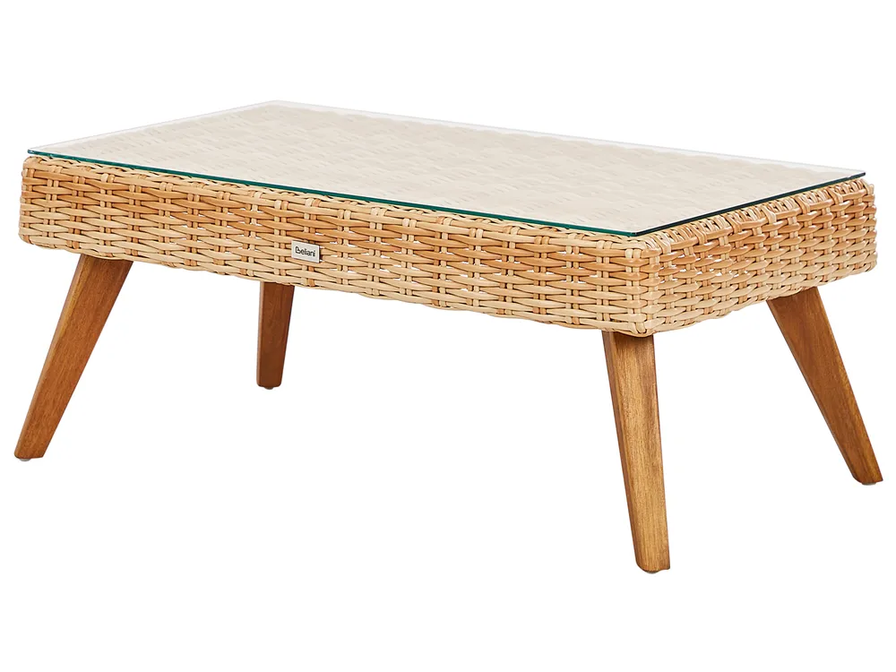 Garden Lounge Set with Table 4 Seater VITTORIA PE Rattan Off-White_930717