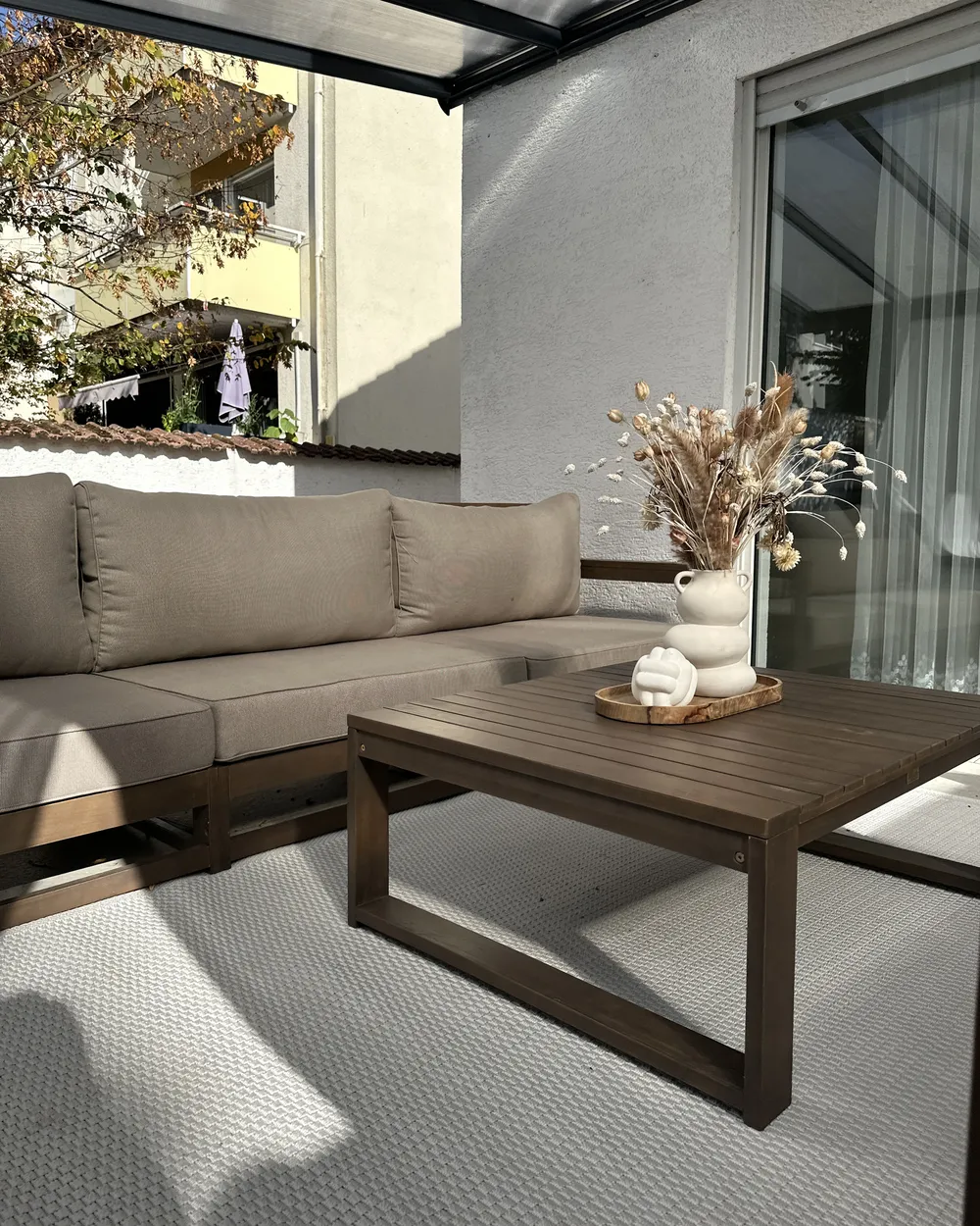Outdoor Couchtisch TIMOR 90 cm 75 cm zertifiziertes Akazienholz Dunkelbraun_880973