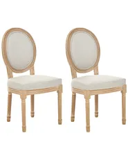 Set of 2 Chairs ALBANZA Fabric Light Brown/ Beige_1090729
