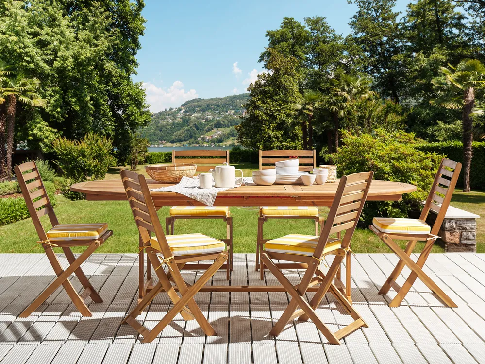 Gartenstuhlkissen 6er Set TOLVE 39 x 31 cm Gelb