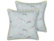 Dekokissen 2er Set ARALES 45 x 45 cm Baumwolle Hellgrau Tiermuster_893122
