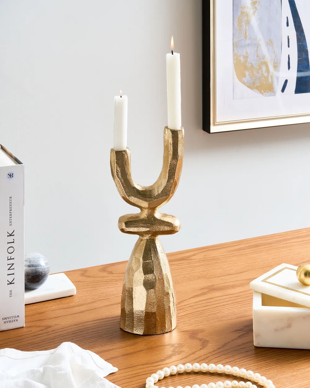 Kerzenständer KRADENIK 33 cm Metall Gold_1022201