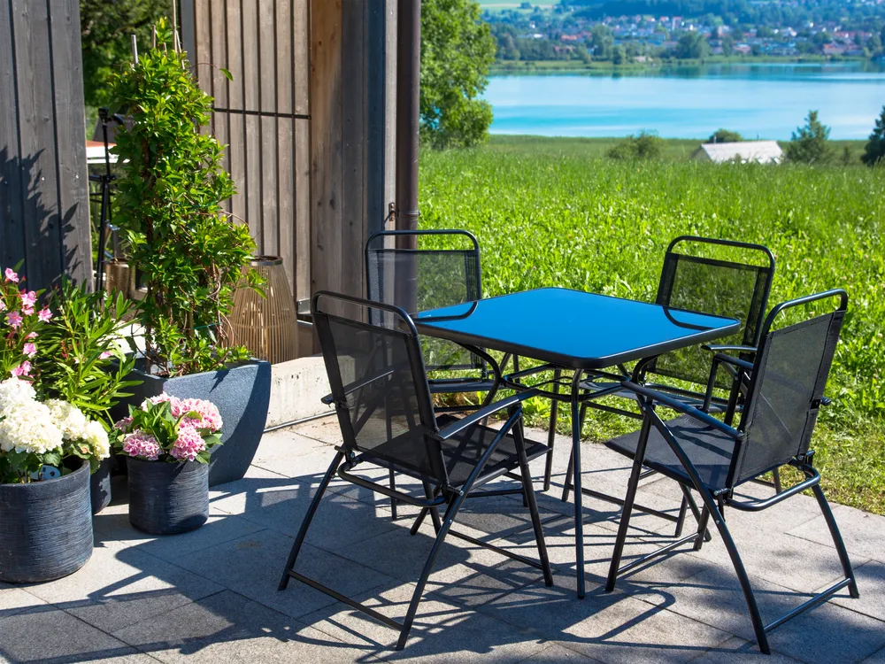 Gartenmöbel Set 4-Sitzer LIVO Metall Schwarz