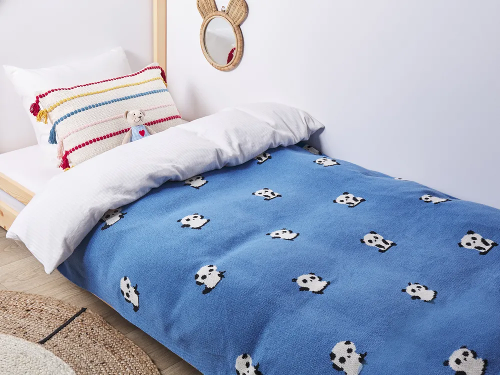 Kuscheldecke TALOKAN Baumwolle 130 x 170 cm Blau