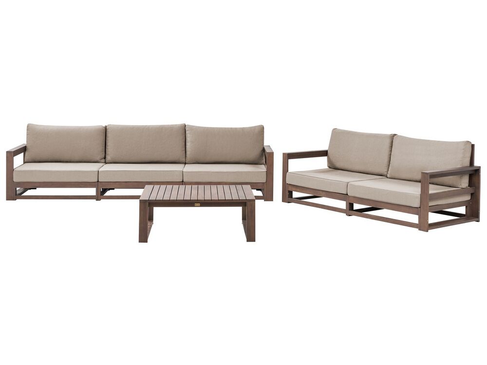Loungeset met tafel 5-zits TIMOR modulair Gecertificeerd acaciahout Donkerbruin
