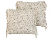 Set of 2 Decorative Cushions KIRIKKALE 45 x 45 cm Cotton Light Beige Geometric Pattern_905441