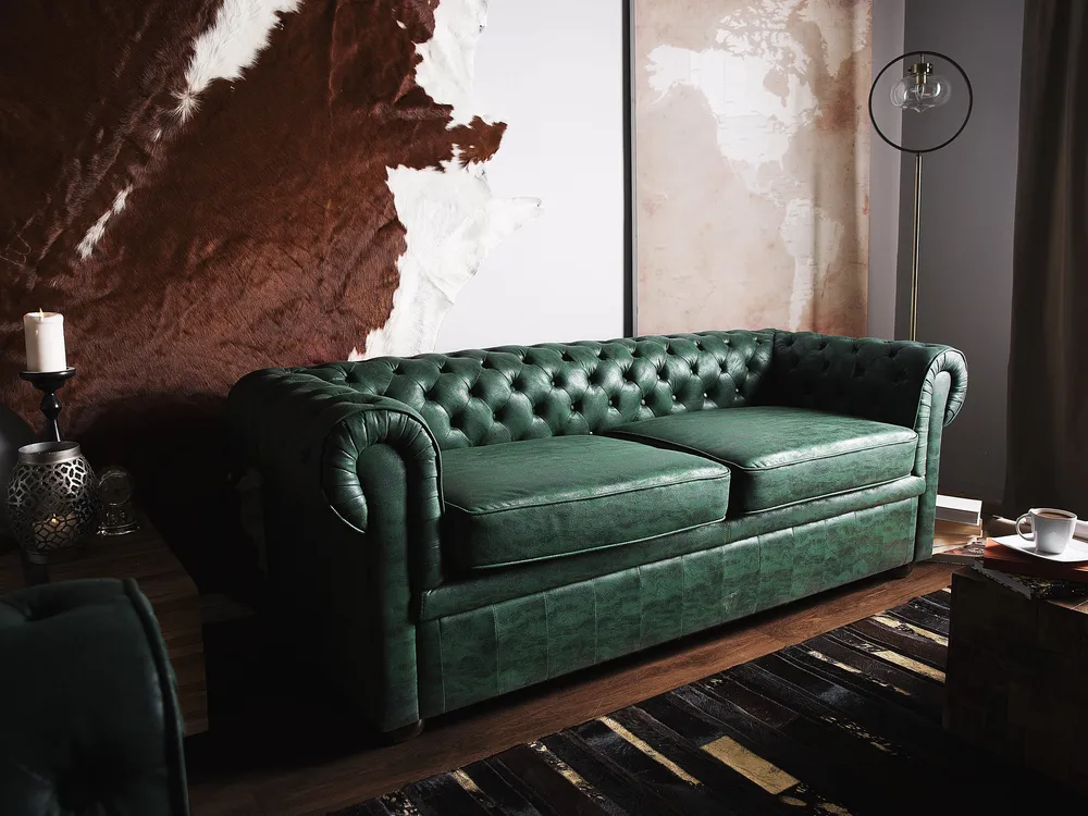 Sofa 3-Sitzer CHESTERFIELD Kunstleder Grün