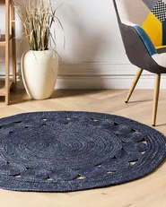 Rug KOYUNLU Dark Blue ø 120 cm Jute_904018