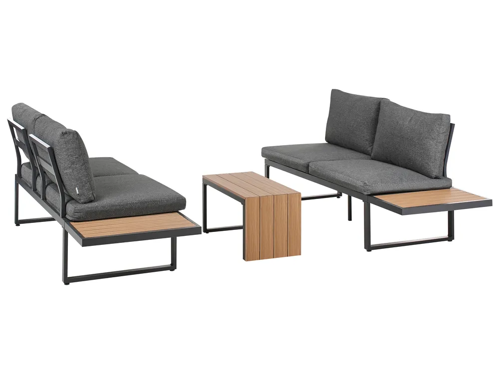 Hoekloungeset met tafel 4-zits PIENZA Lichtbruin/grijs linkszijdig_1003089