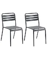 Gartenstuhl 2er Set LEFKADA Metall Dunkelgrau