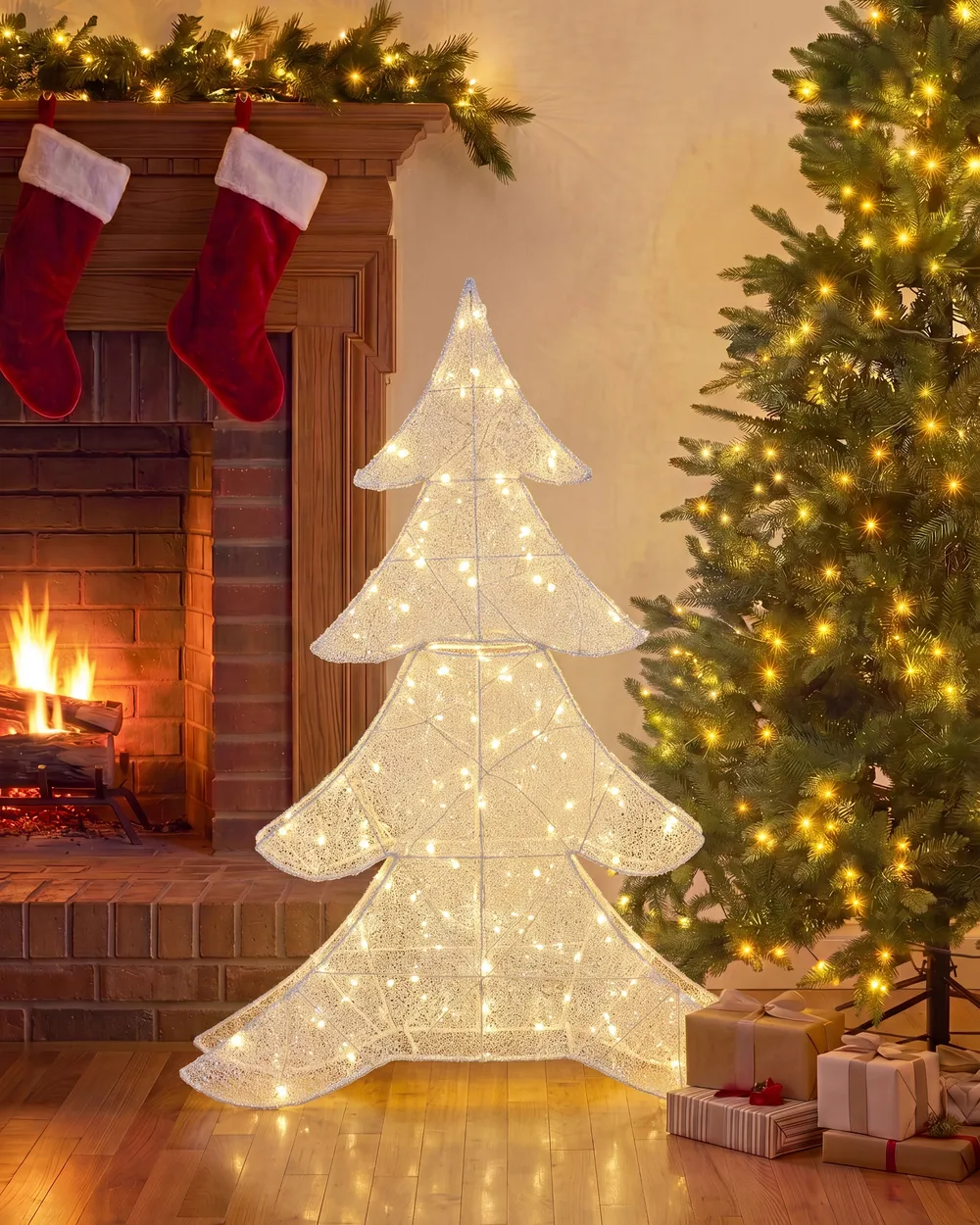 Gartendekoration LED EDASJON 95 cm Weihnachtsbaum Weiß_1146468