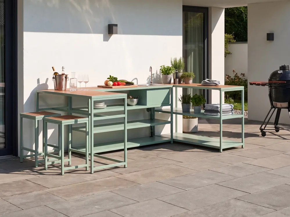 Outdoor-Küche mit Spüle AVETRANA Hellgrün Metall_1079368