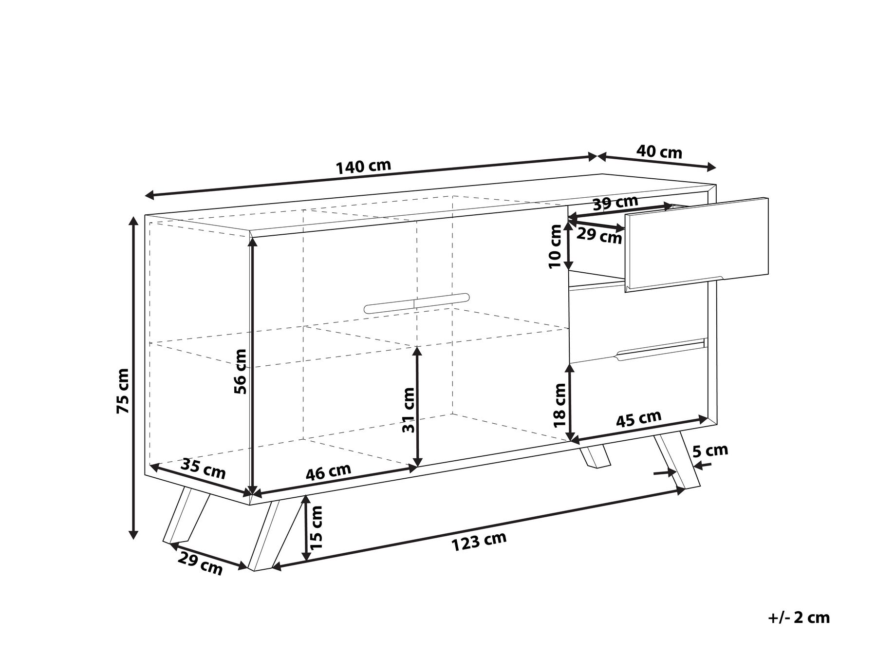 Sideboard mit 2 Türen FORESTER Braun / Weiß_797291