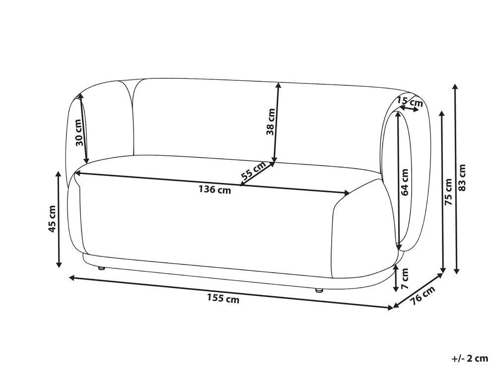 Sofa 3 Seater MELLOSA Boucle Beige_1197313