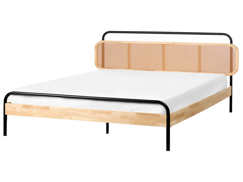 Bett mit Lattenrost Rattan BOUSSICOURT 180 x 200 cm Hellbraun