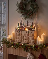 Weihnachtsdekoration LED HELIN 33 cm Adventskalender Hellbraun_1017317