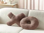 Dekokissen 2er Set HESPERIS Bouclé Braun Ohne Muster_1079674