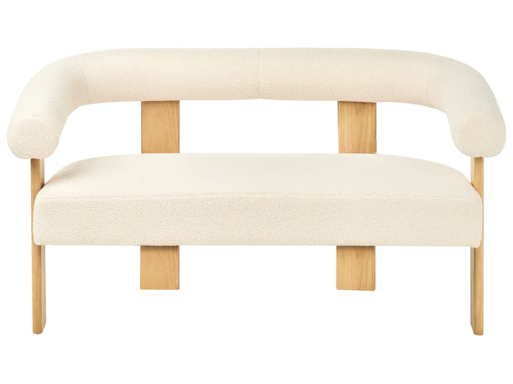 Sofa 2-Sitzer ILBRO Bouclé Cremeweiß / Hellbraun_984872