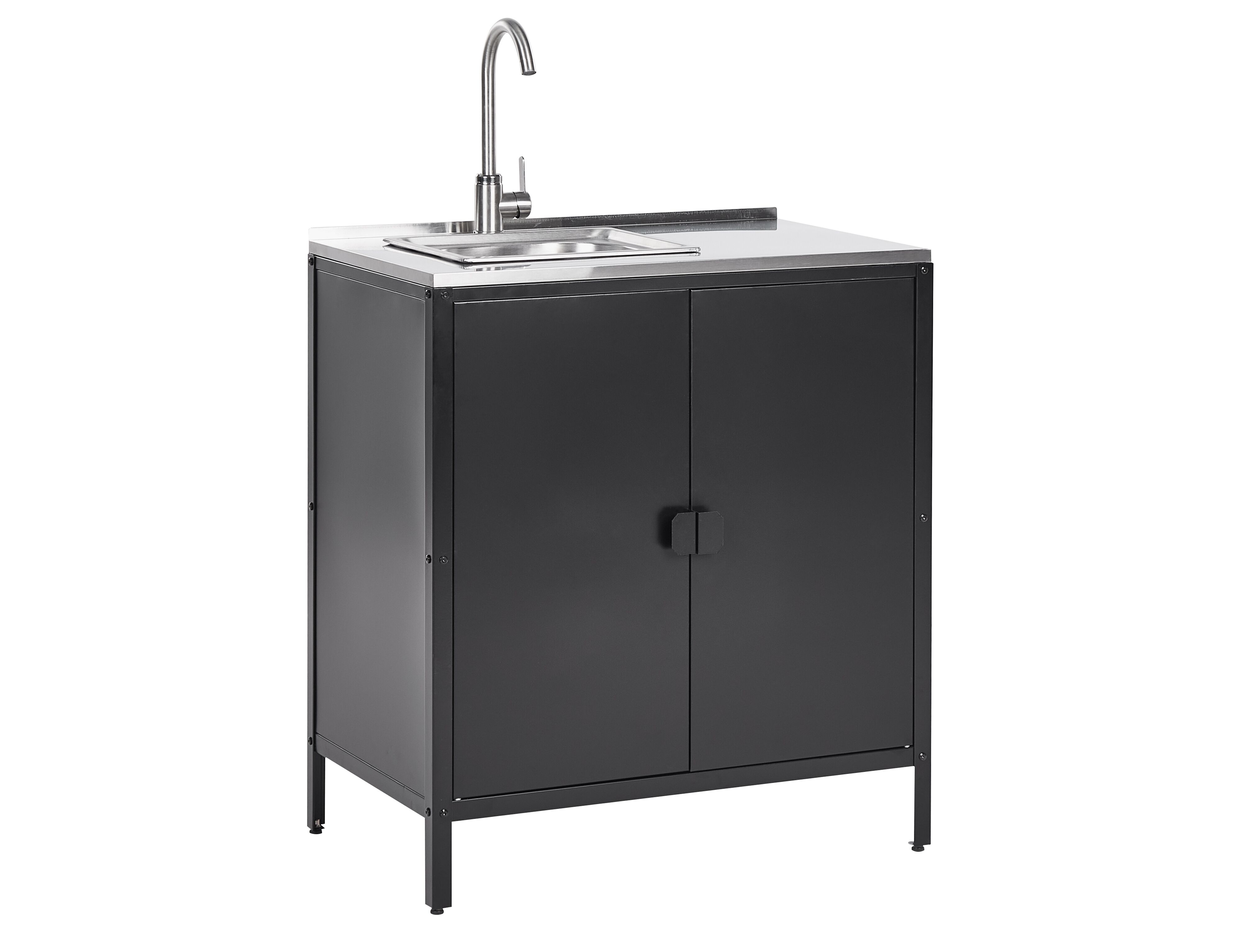 Outdoor-Küchenschrank mit Spüle VILAMA Schwarz Metall
