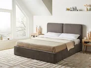 Bett mit Stauraum ARBOIS Chenillegewebe Taupe 160 x 200 cm_1023119
