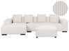 Ecksofa 4-Sitzer LUNGO mit Ottomane Cord Cremeweiß rechtsseitig