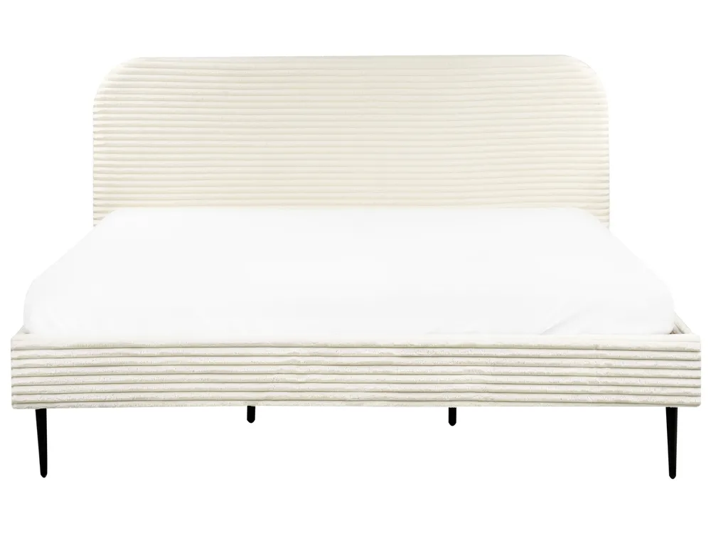 Bett mit Lattenrost Cord FLAYAT 180 x 200 cm Cremeweiß_967710