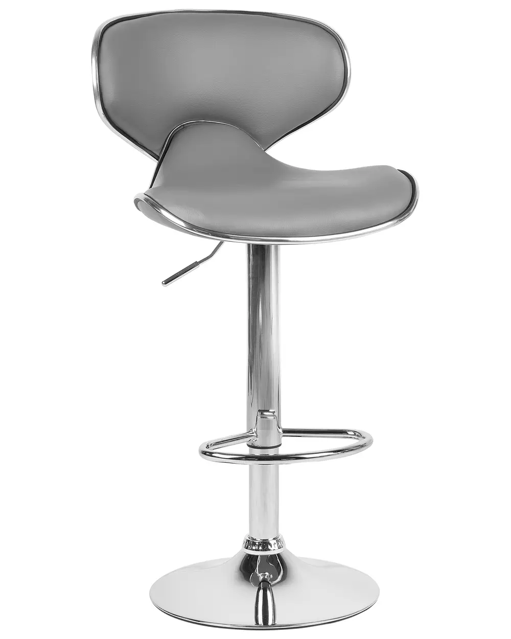 Set of 2 Bar Chairs CONWAY Swivel Faux Leather Grey_743463