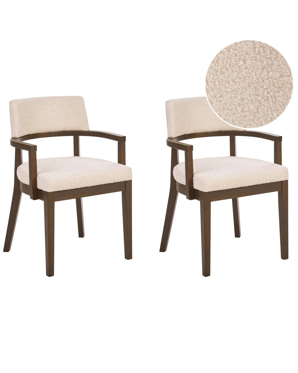 Esszimmerstuhl 2er Set DALBO Bouclé Dunkelbraun / Cremeweiß