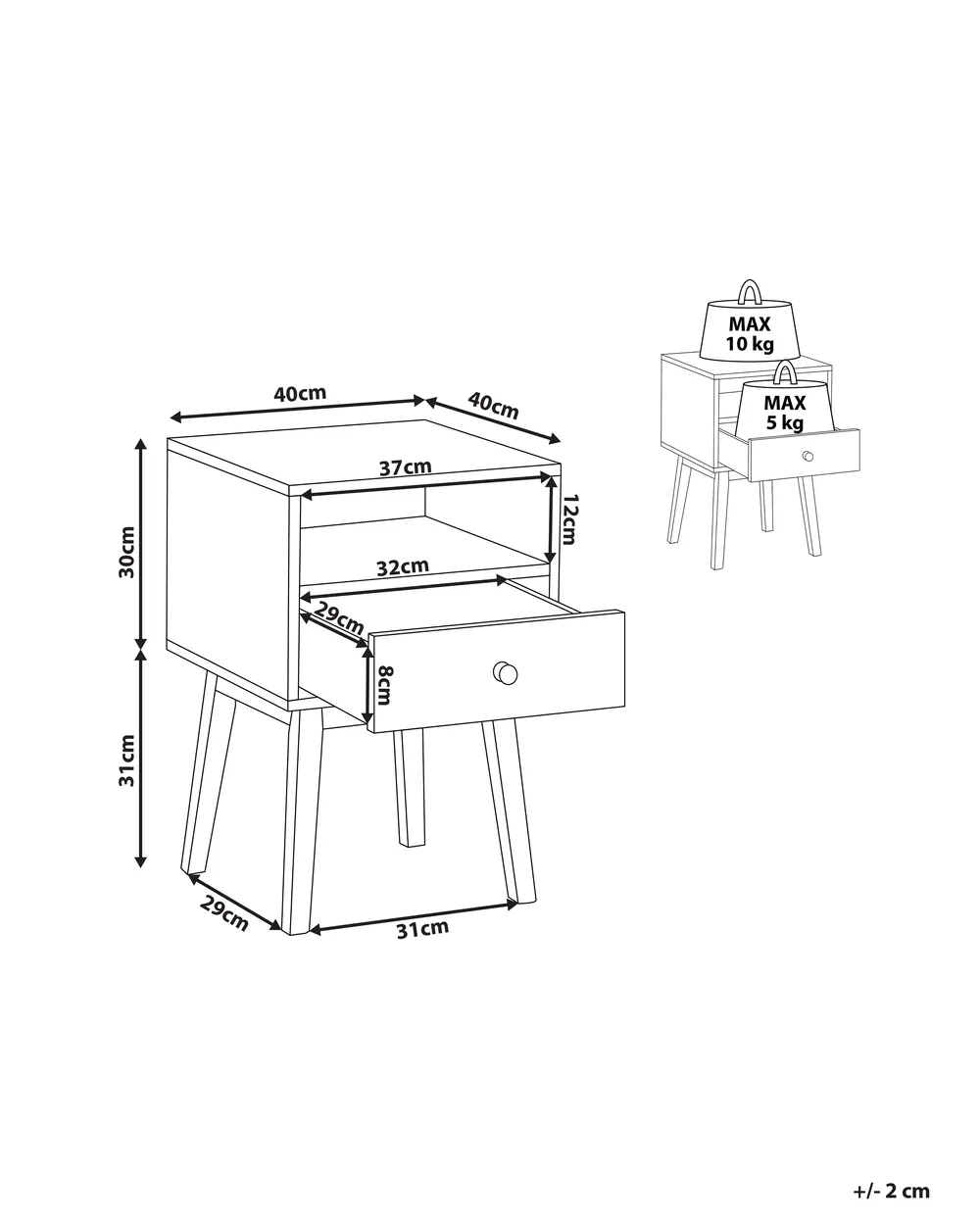 Nachttisch mit 1 Schublade RODES Dunkelbraun_817853