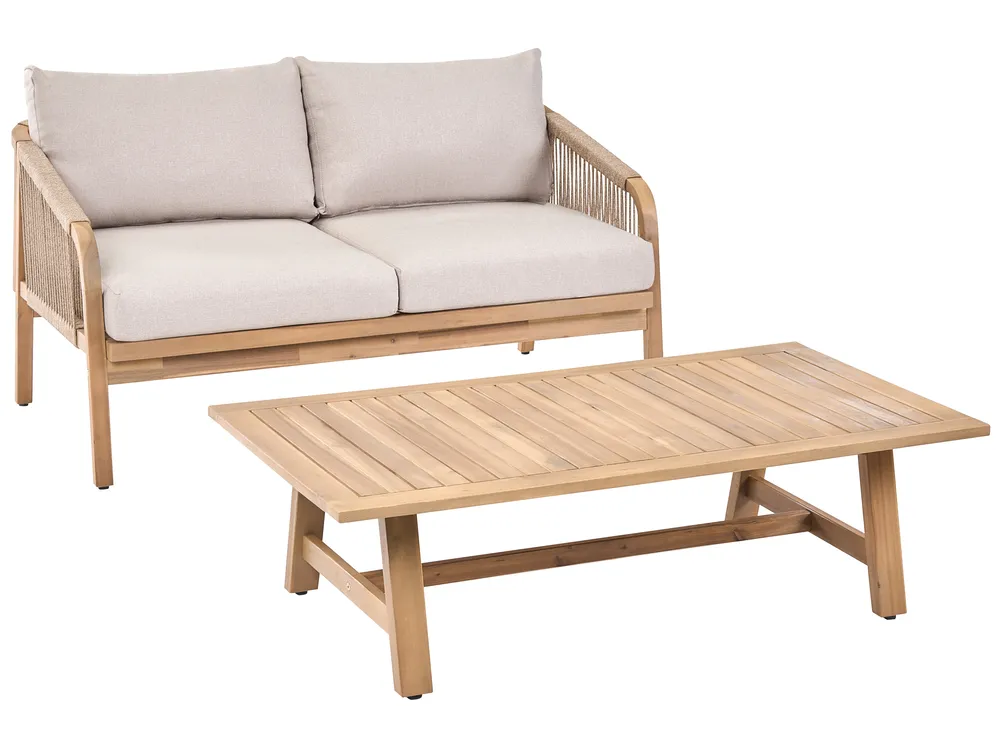 Garden Sofa with Table 2 Seater SUMBA Acacia Wood Light Brown