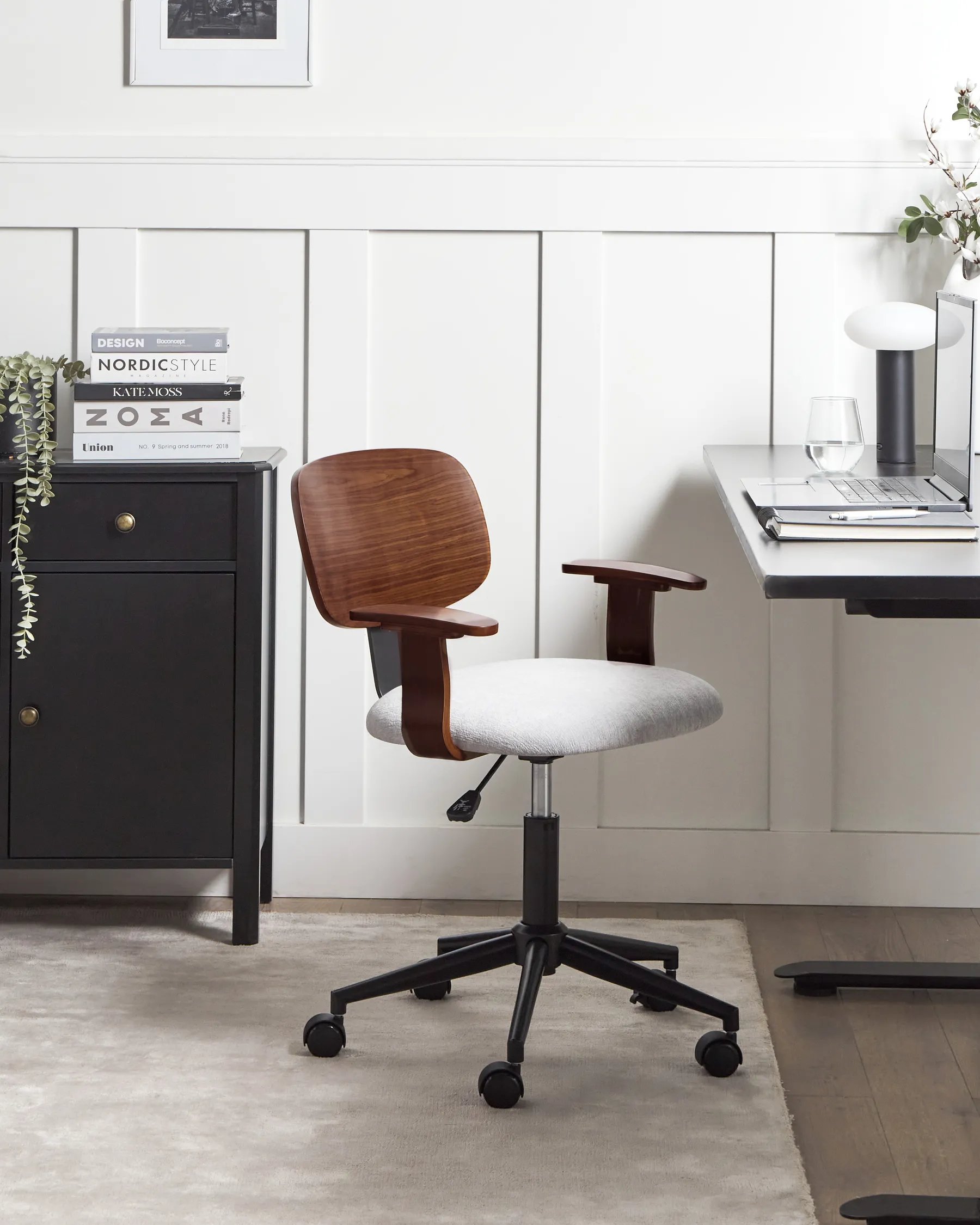 Desk Chair GUNNISON Faux Linen Light Grey_962822