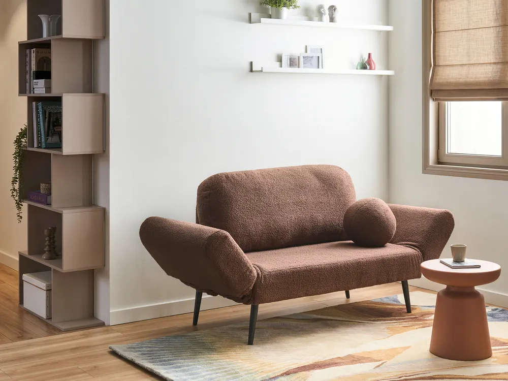 Schlafsofa 2-Sitzer DOROTEA Bouclé Braun