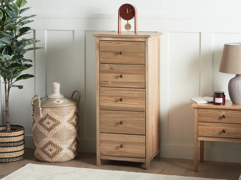 Kommode mit 5 Schubladen SALTON Sassafrasholz Braun