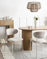 Set of 2 Dining Chairs COWLEY Chenille Light Beige_968457